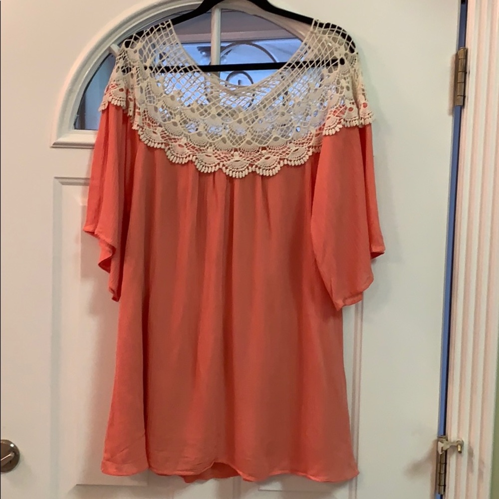 NWT!{Jodifl}Sz S Crinkly Peach Shift Dress - Picture 5 of 8